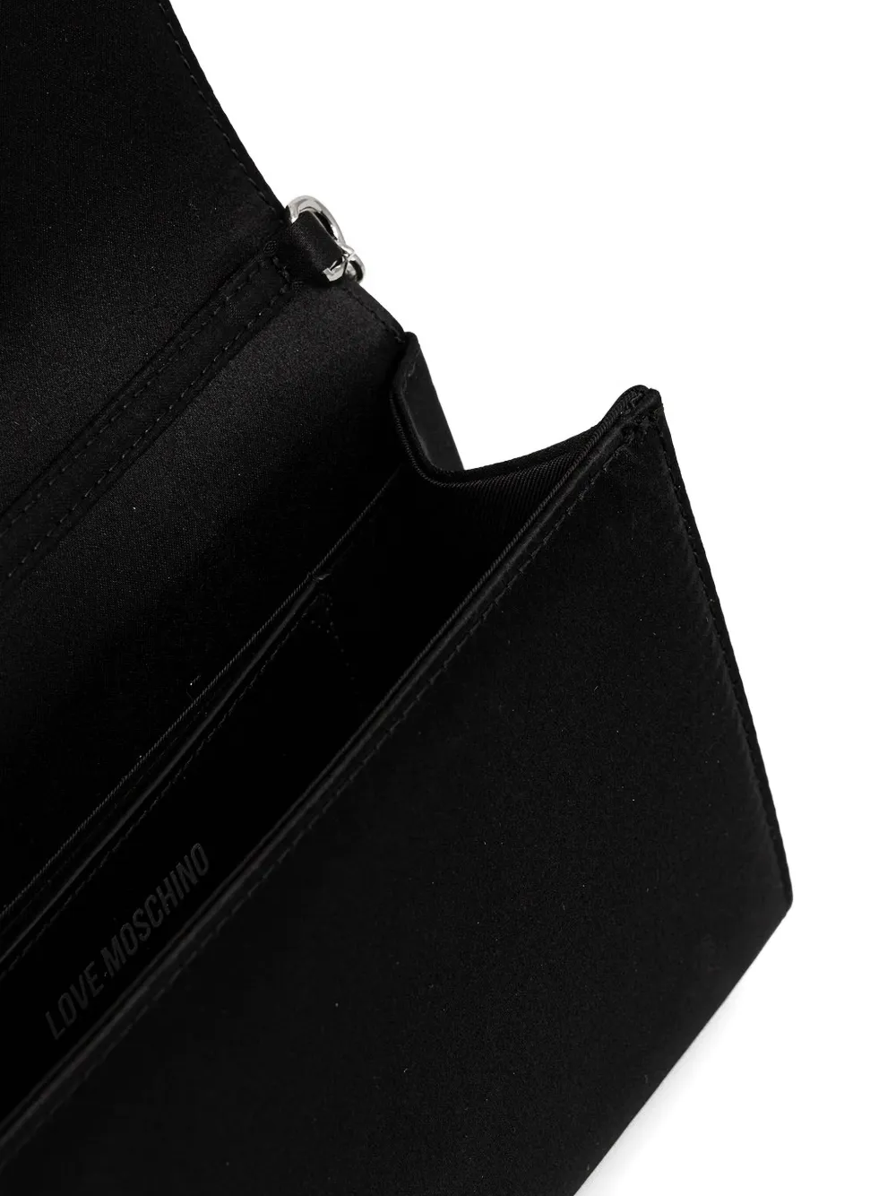 Love Moschino Logo-plaque Satin Crossbody Bag In Black