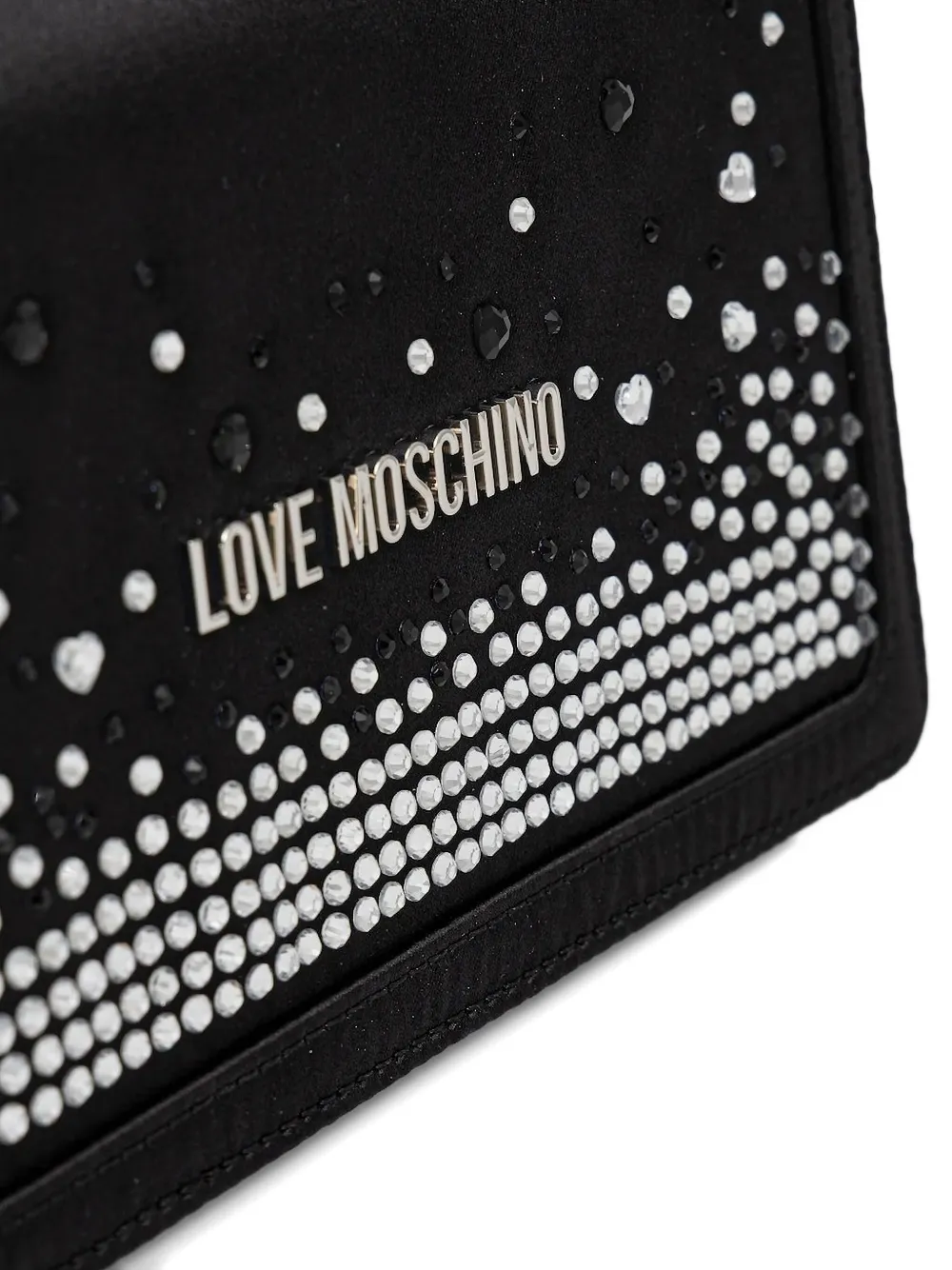 Love Moschino Logo-plaque Satin Crossbody Bag In Black