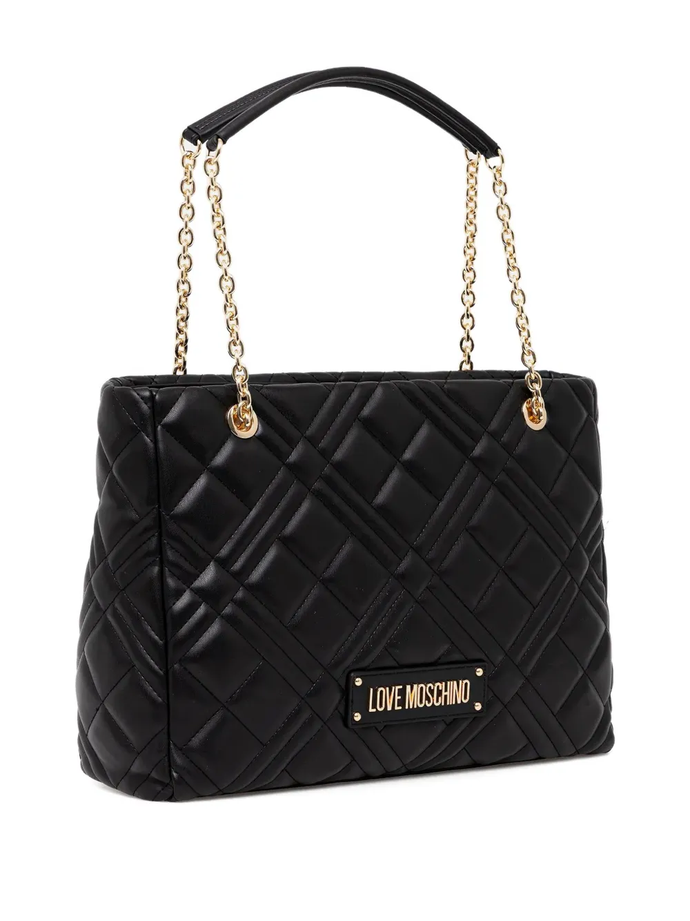 Love Moschino Grote gewatteerde schoudertas met ketting - Zwart