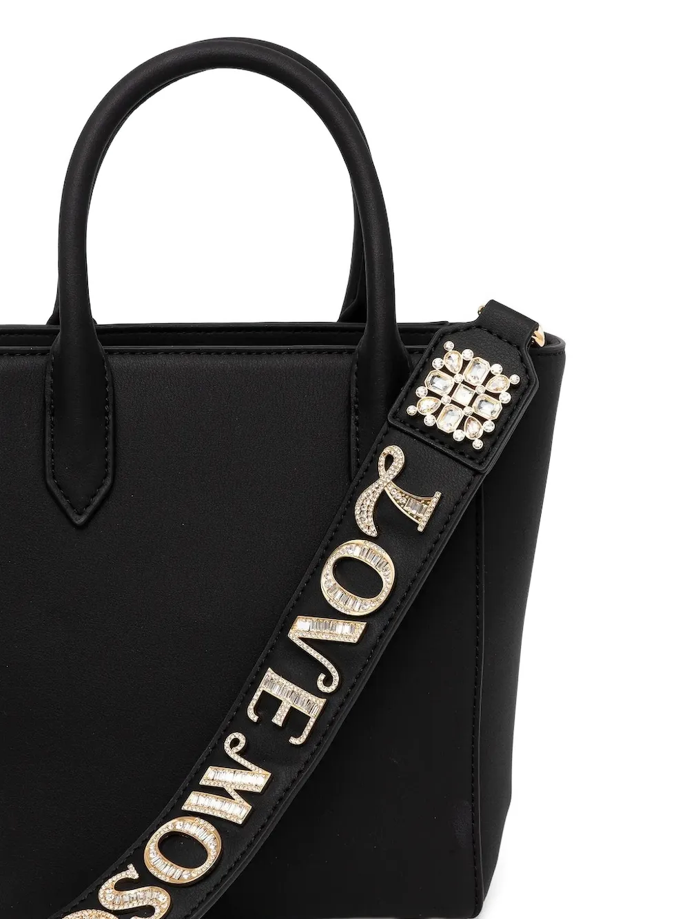 Love Moschino Tas met handvat en verfraaid met kristallen Zwart