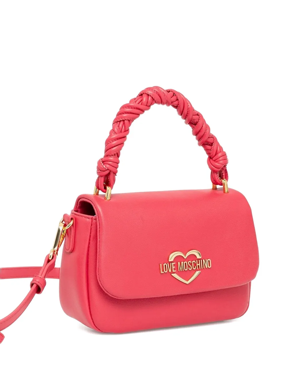 Love Moschino Twisted-handle Heart-plaque Satchel In Pink