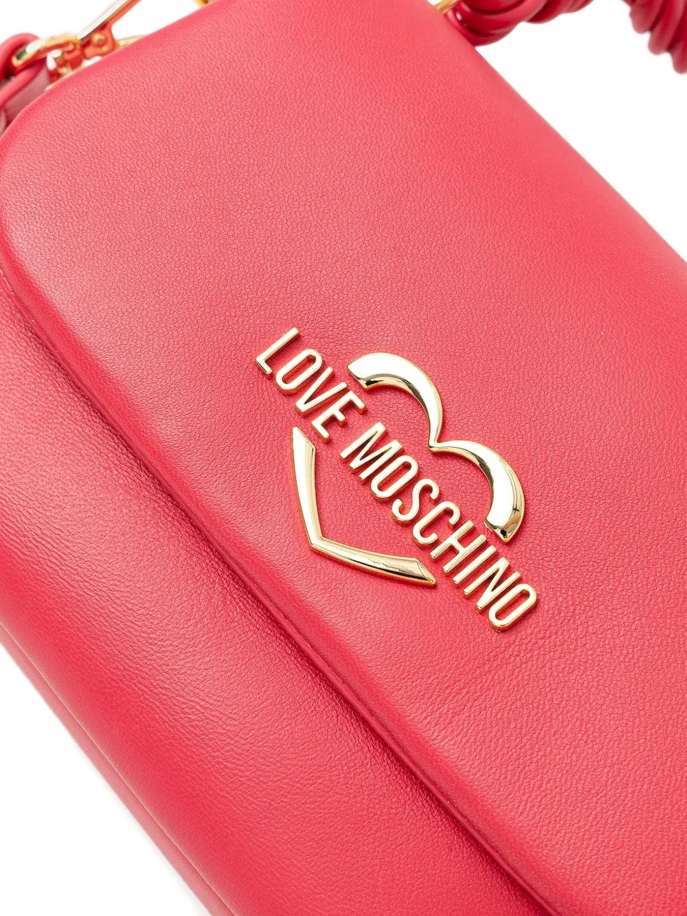 Love Moschino Twisted-handle Heart-plaque Satchel In Pink