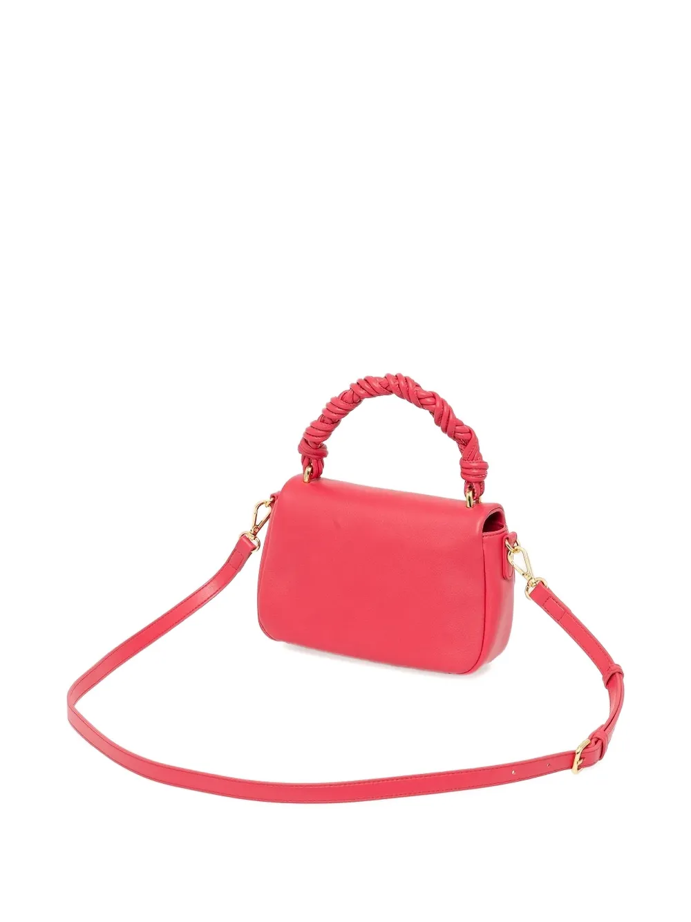 Love Moschino Twisted-handle Heart-plaque Satchel In Pink