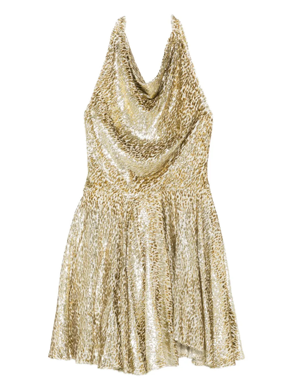 Self-Portrait halterneck pleated mini dress Goud