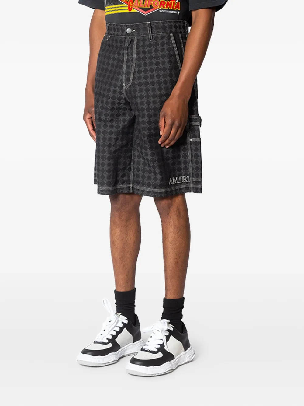  Amiri Geometric-pattern Shorts - Black 