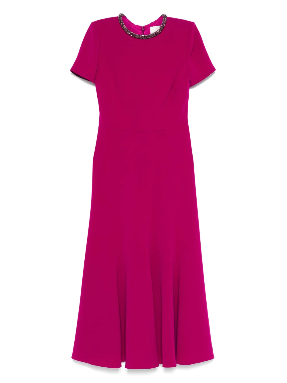 collar-embellished midi dress