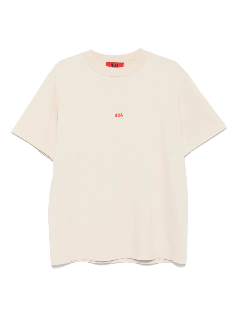424 T-shirt met geborduurd logo Beige