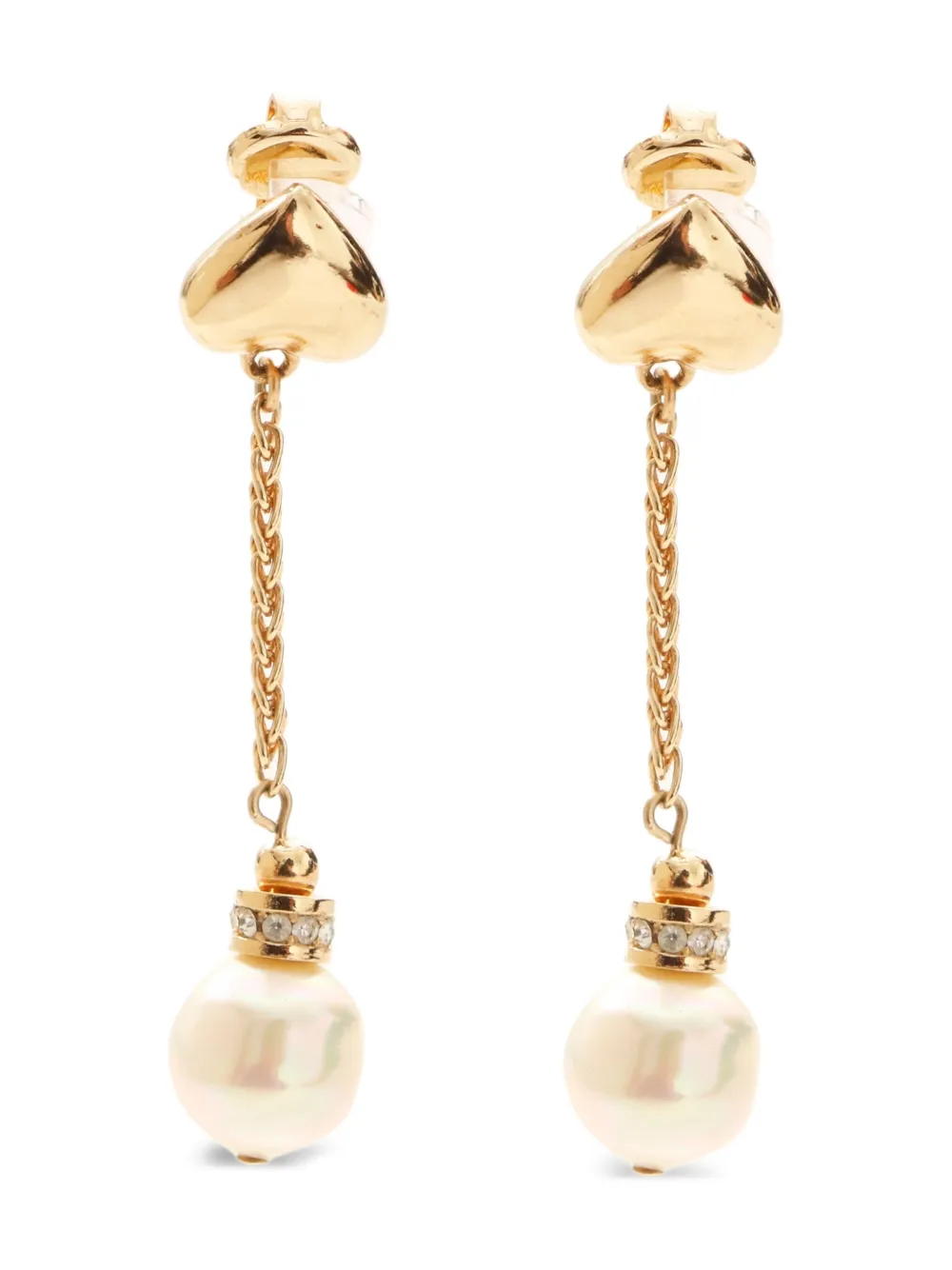 Christian Dior Pre-Owned 1980s-1990s pearl clip-on swing earrings - Christian Dior Pre-Owned 1980s-1990s pearl clip-on swing earrings -