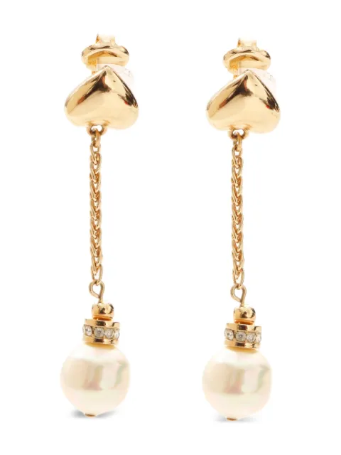 Christian Dior Pre-Owned 1980s-1990s pearl clip-on swing earrings