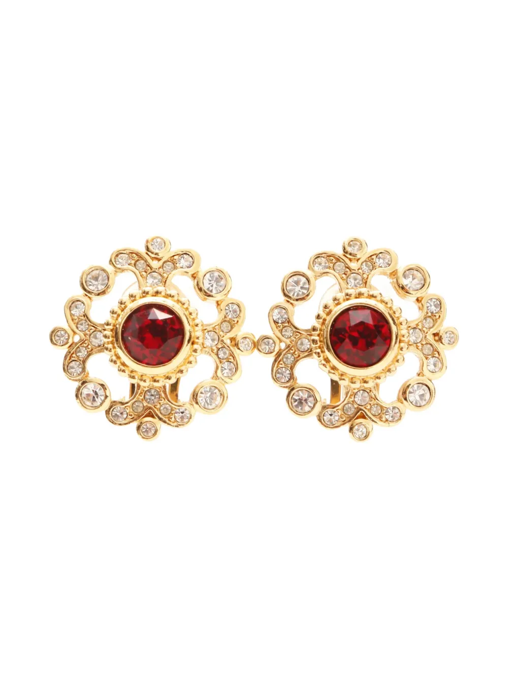 Pre-owned Dior 1980s-1990s Rhinestone Clip-on Earrings