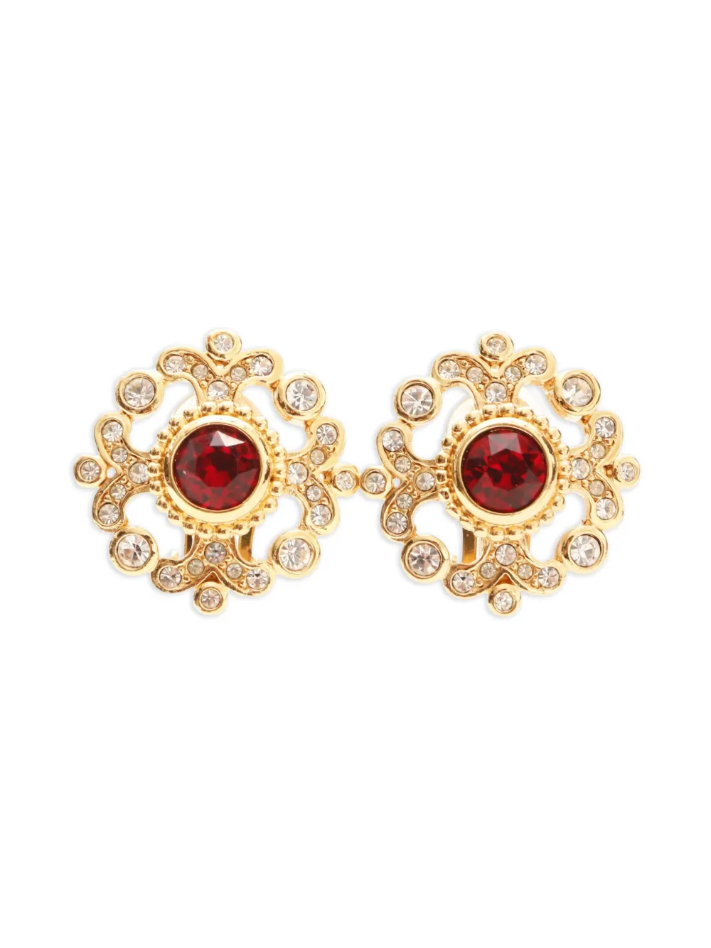 Christian Dior Pre-Owned 1980s-1990s rhinestone clip-on earrings - Christian Dior Pre-Owned 1980s-1990s rhinestone clip-on earrings -