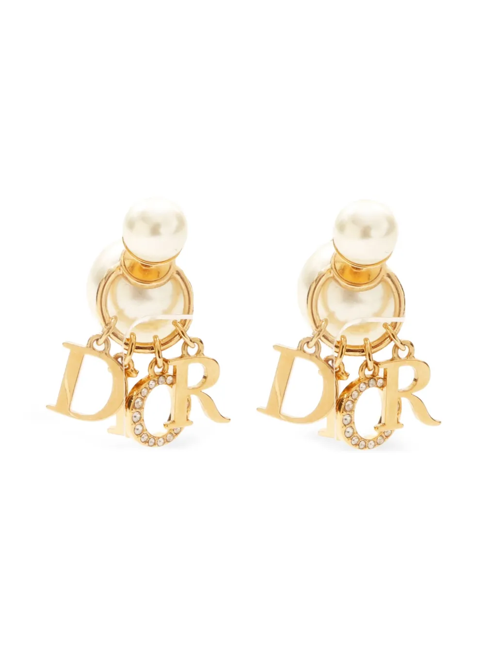 Christian Dior Pre-Owned 2019-2020s Pearl Rhinestone swing earrings - Christian Dior Pre-Owned 2019-2020s Pearl Rhinestone swing earrings -