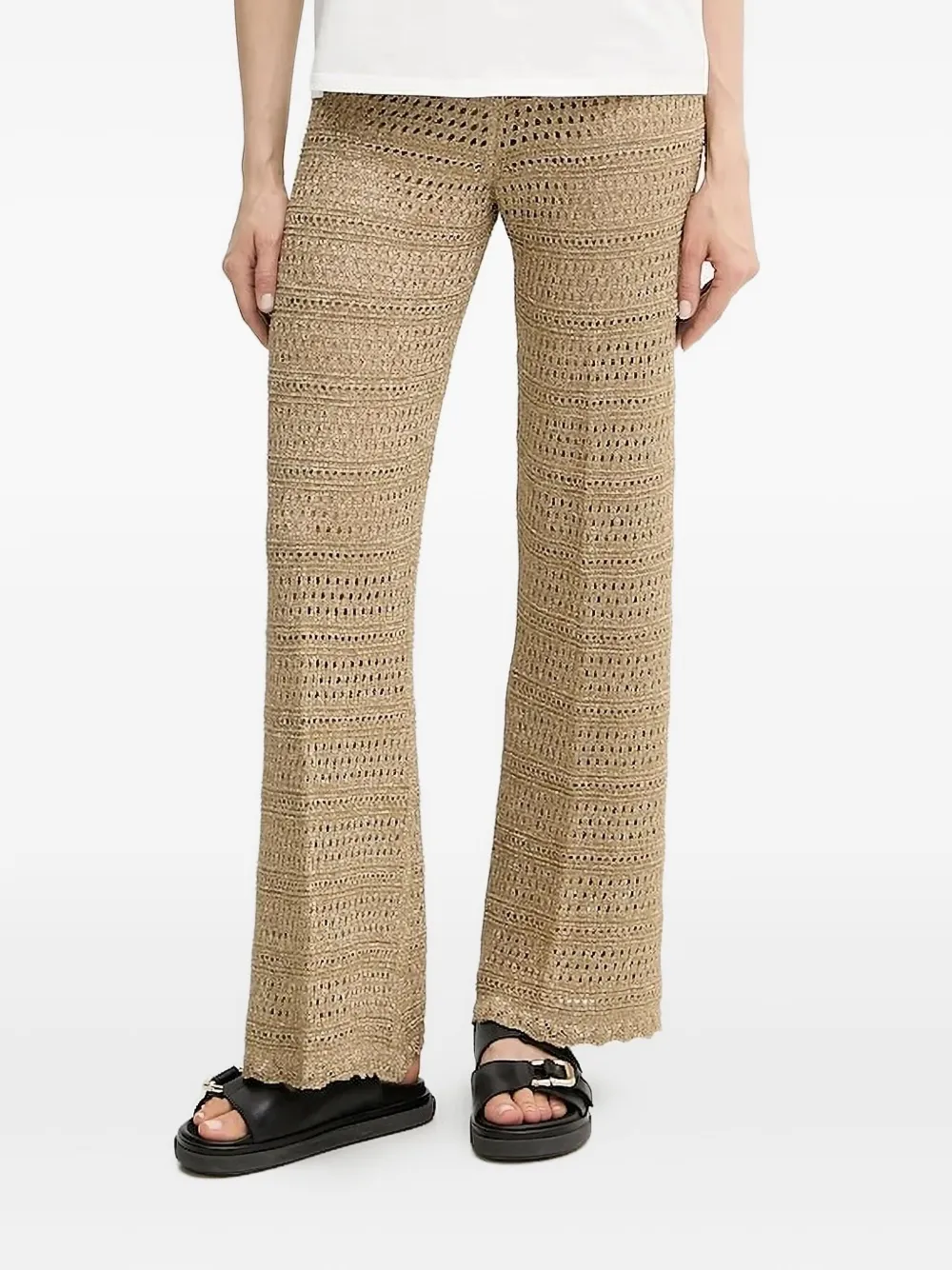 TWINSET metallic crochet trousers | Gold | Image 1