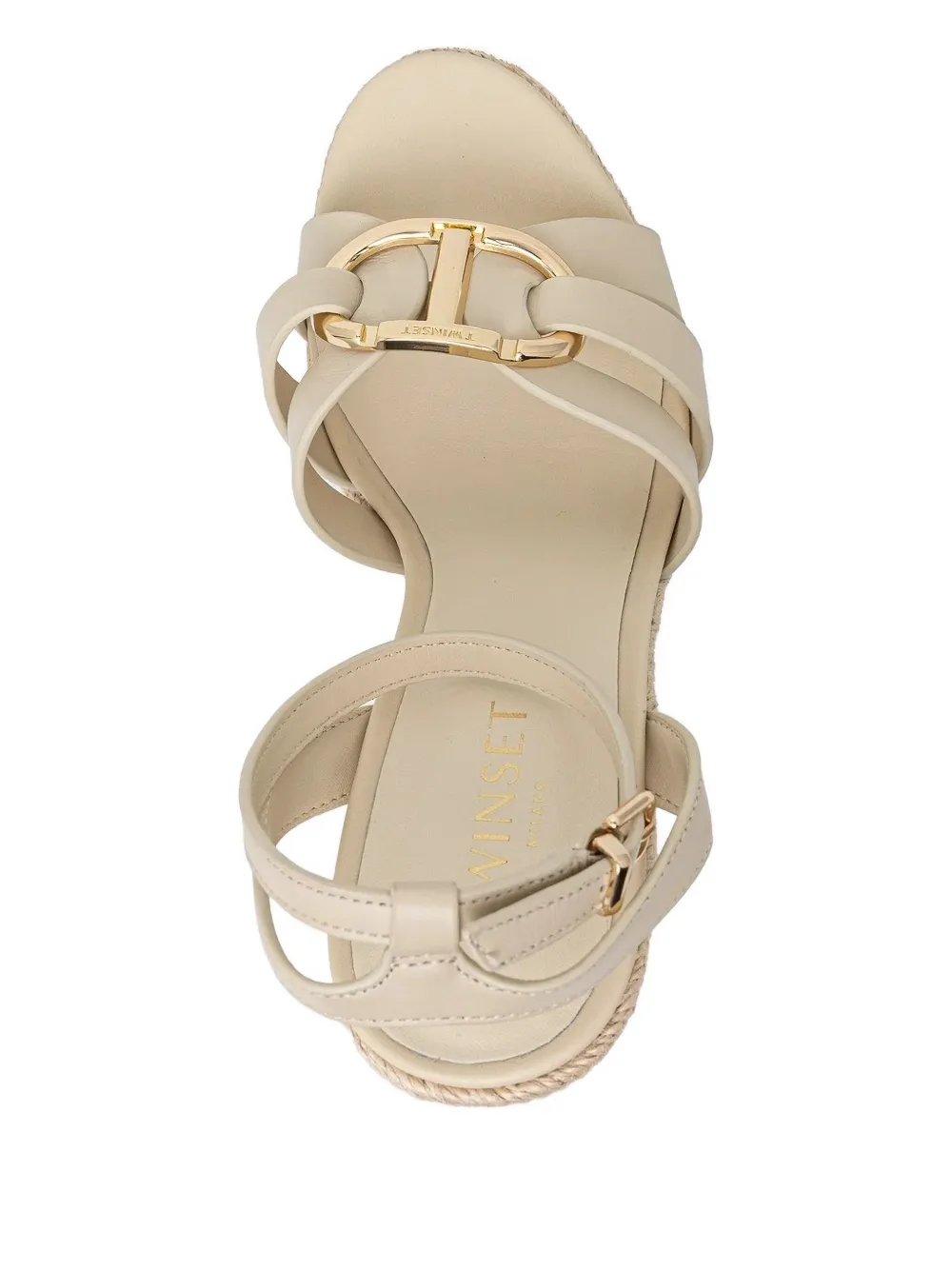 Twinset 110mm Ankle-strap Wedge Pumps In Neutral