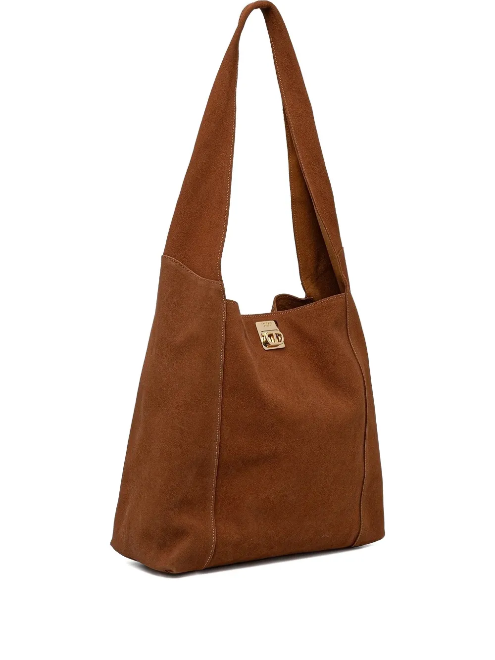 TWINSET large Ventotene suede gold-tone clasp tote bag Bruin