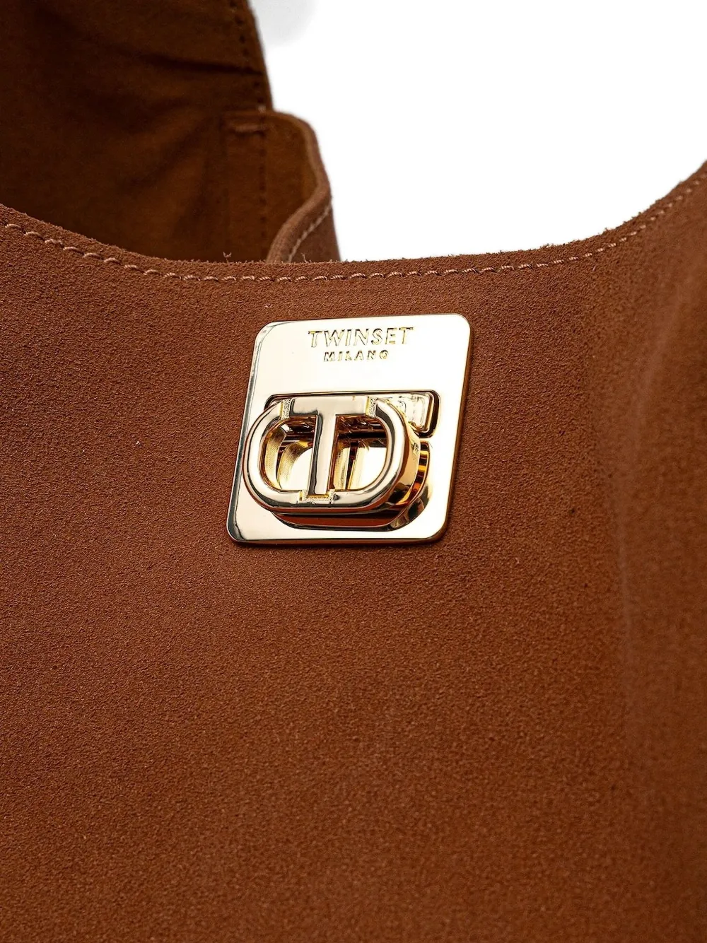 TWINSET large Ventotene suede gold-tone clasp tote bag Bruin