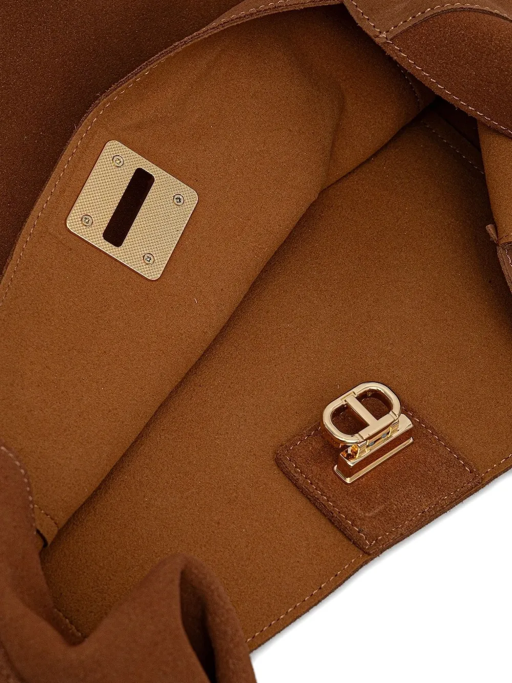 TWINSET large Ventotene suede gold-tone clasp tote bag Bruin