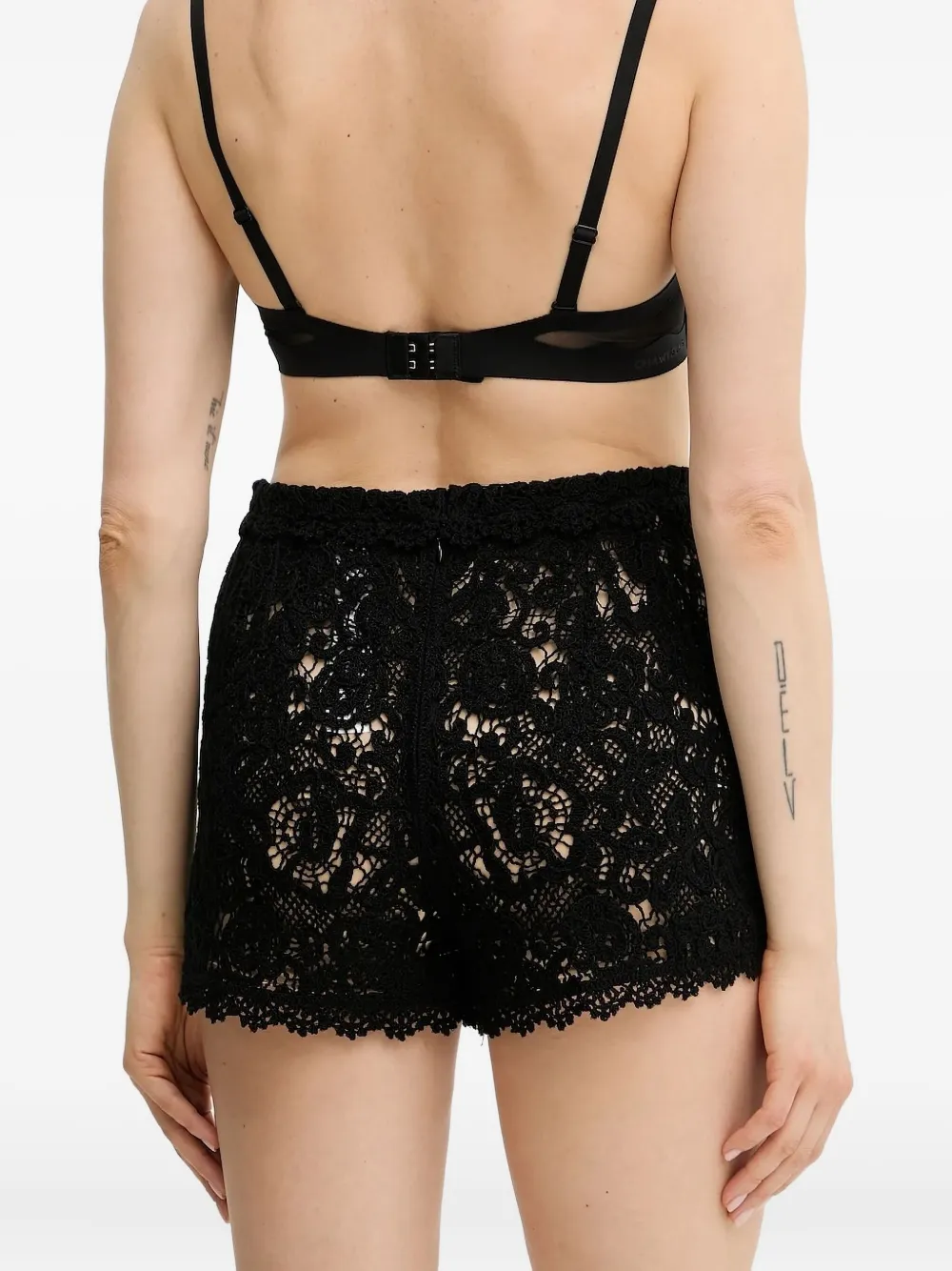 TWINSET scalloped-crochet shorts Zwart