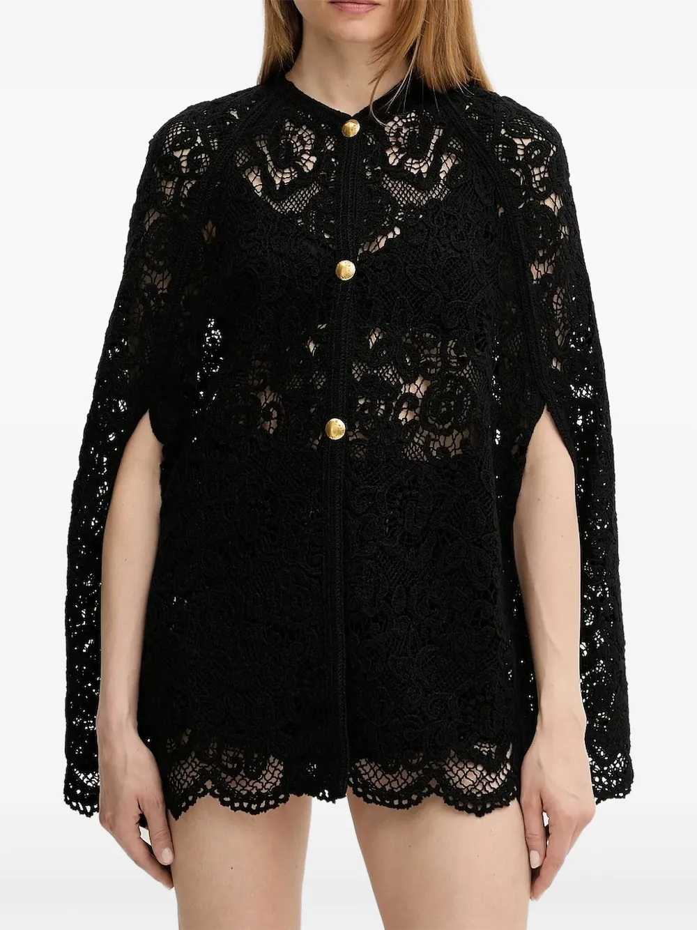 TWINSET scalloped-crochet shorts Zwart