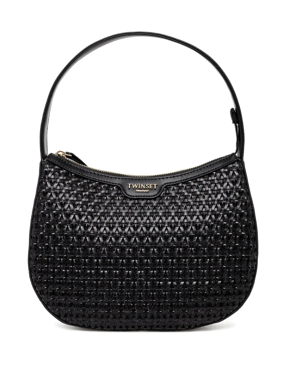 Twinset Woven Top-handle Tote Bag In Black