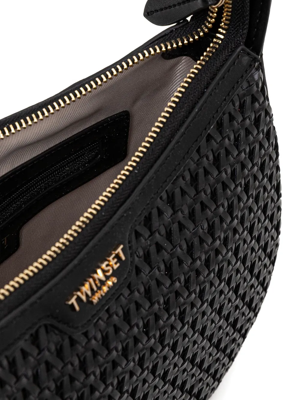 Twinset Woven Top-handle Tote Bag In Black
