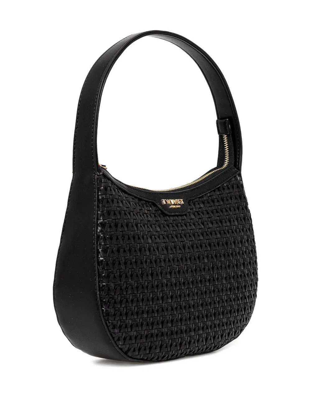 Twinset Woven Top-handle Tote Bag In Black