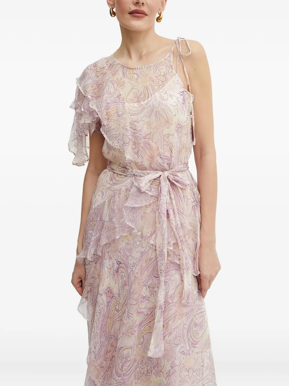 TWINSET Jurk met bloemenprint en ruches Beige