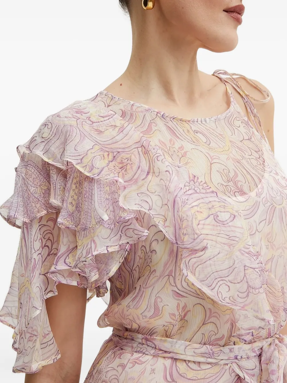 TWINSET Jurk met bloemenprint en ruches Beige