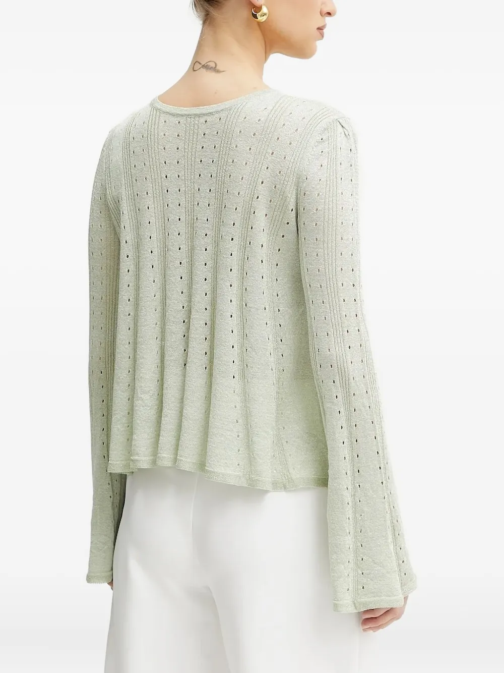 Twinset Tie-front Eyelet Cardigan In White