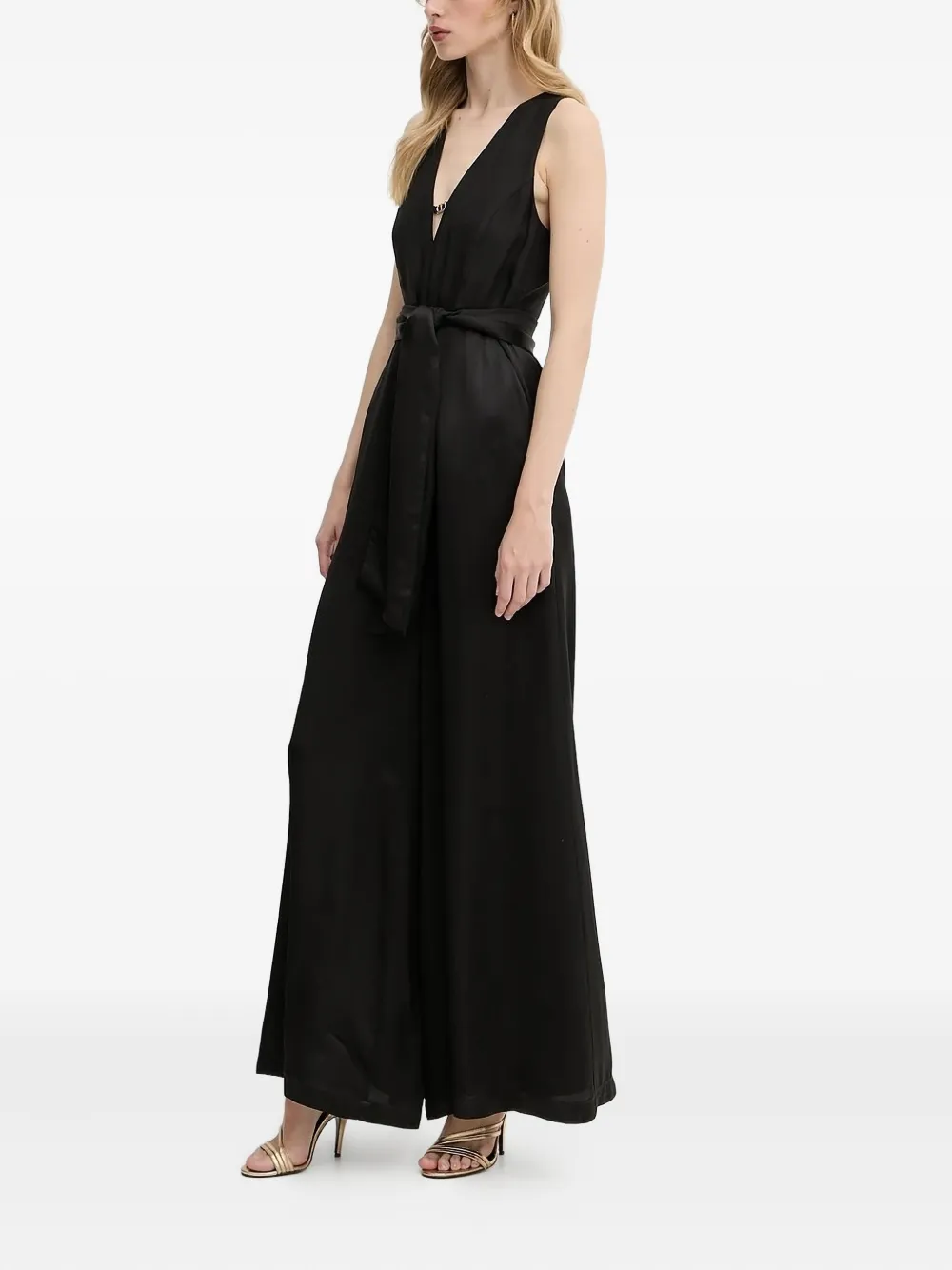 TWINSET V-neck belted jumpsuit - Zwart