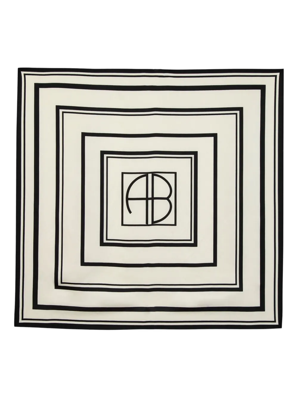 ANINE BING Zijden sjaal met monogram Beige