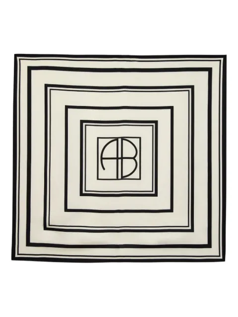 ANINE BING monogram geometric silk scarf