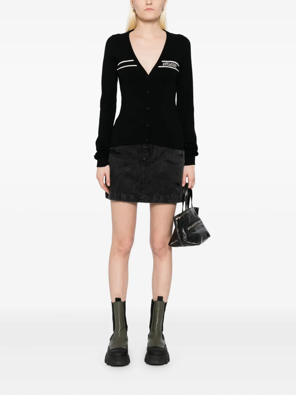 Off-White Vest met logo en lange mouwen Zwart