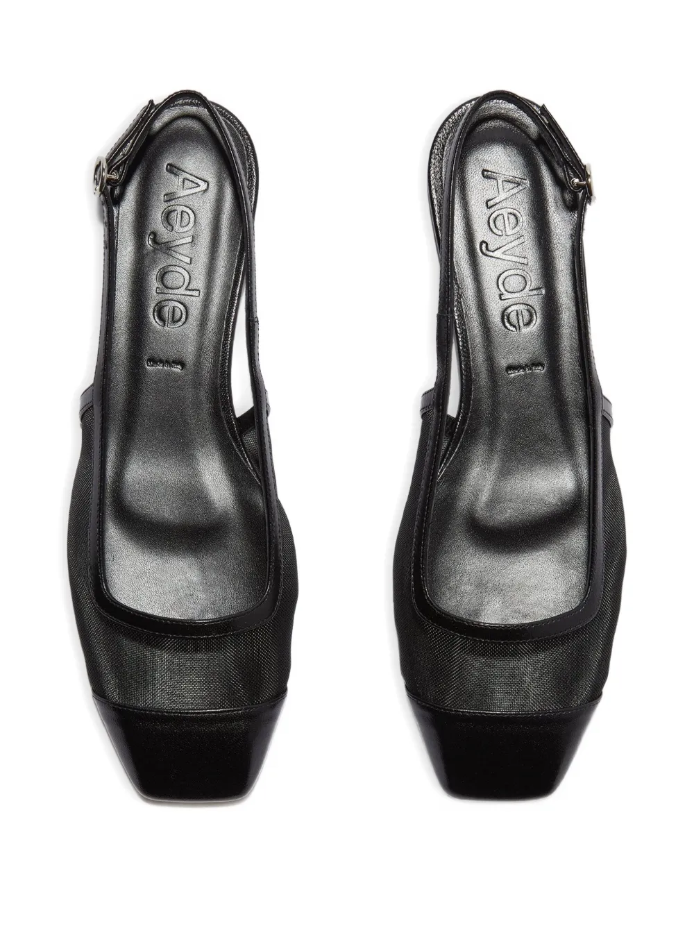 Aeyde Geraldine mesh-panel slingback ballet flats Black