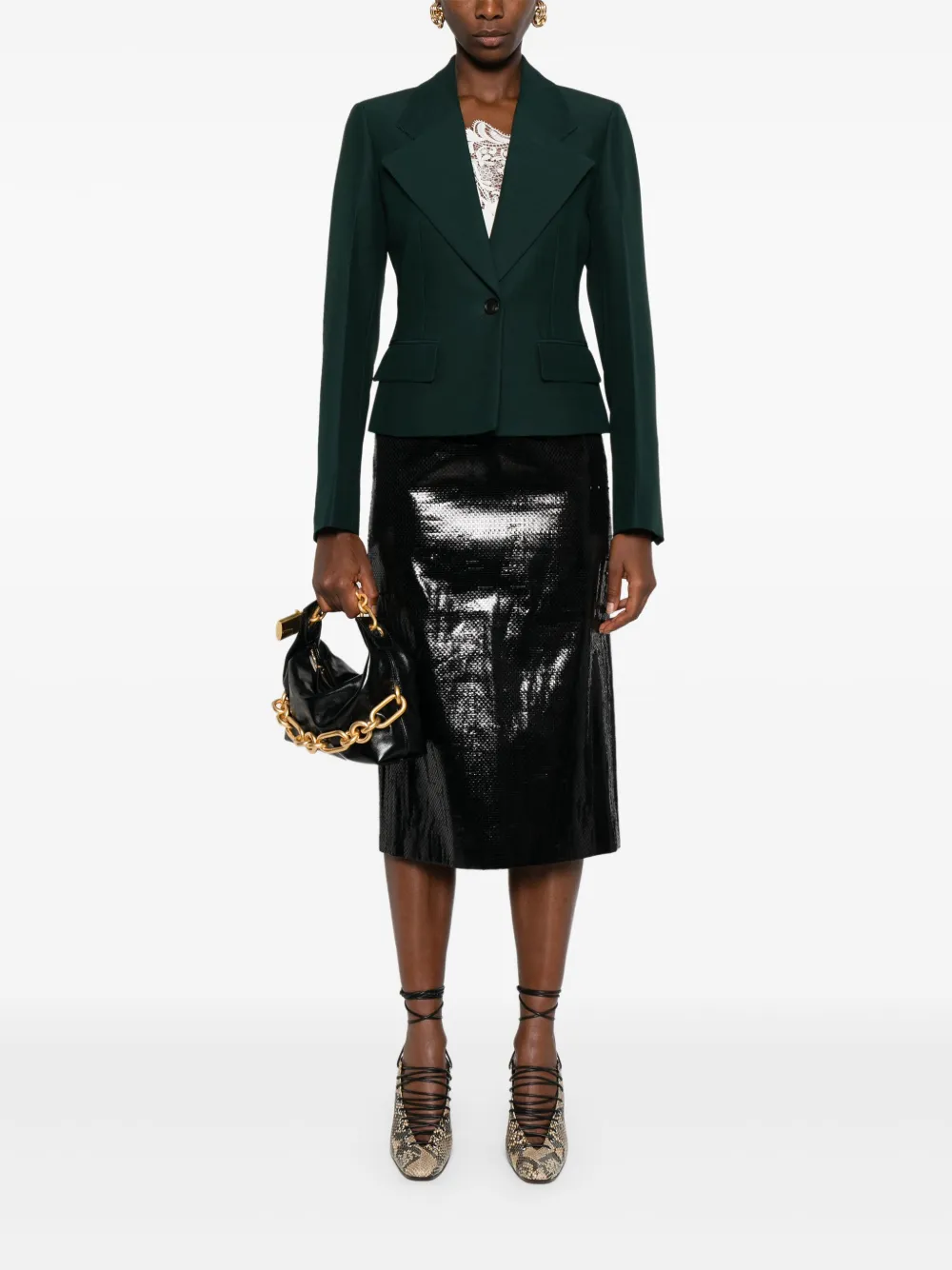 Ferragamo Blazer met enkele rij knopen Groen