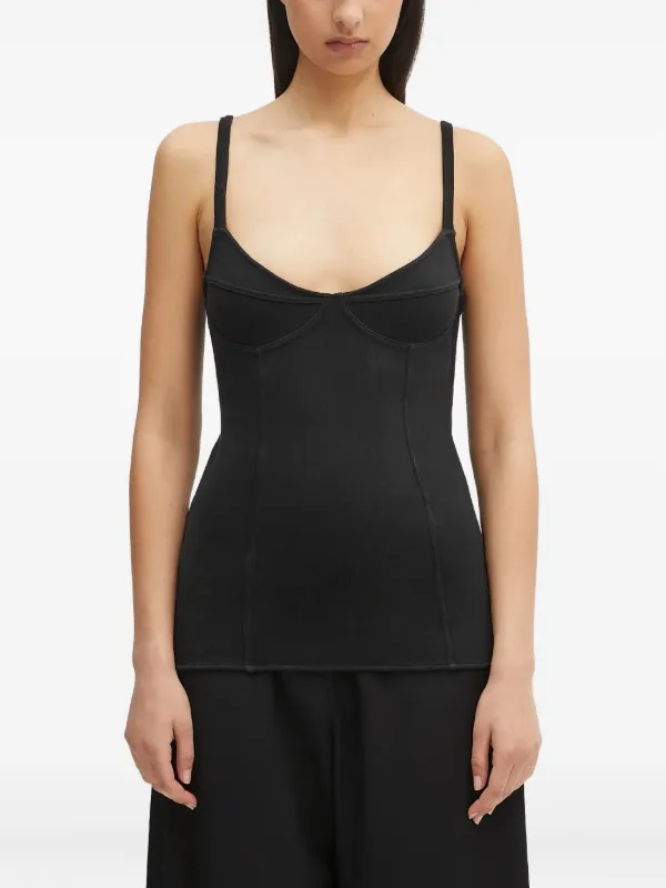 OUR LEGACY Ribbed-knit Scoop-neck Top in Black
