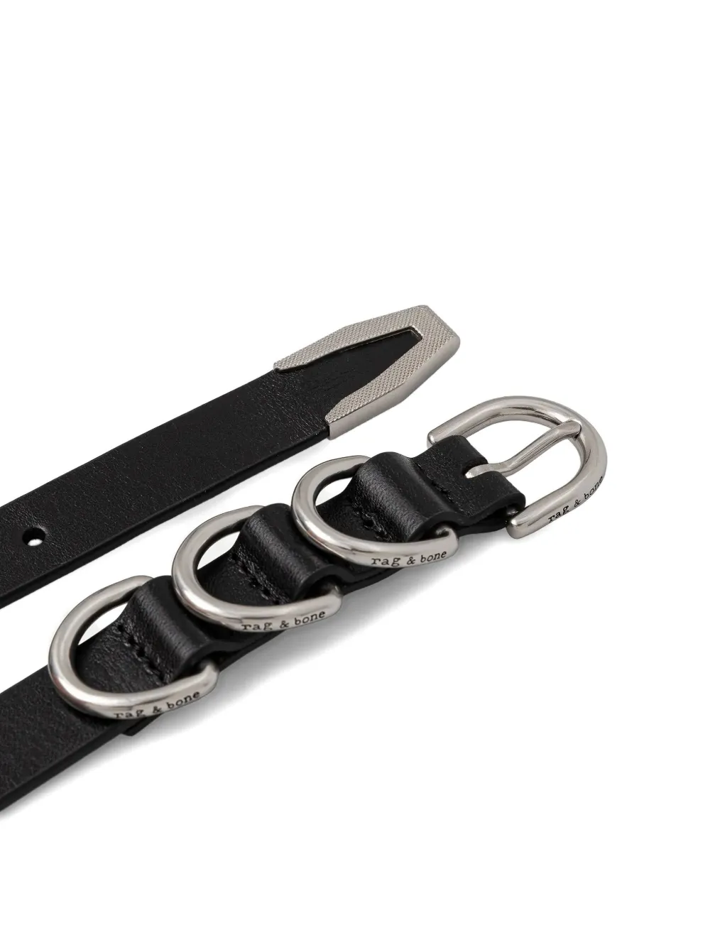 Rag & bone Leren riem met drievoudige ring - Zwart