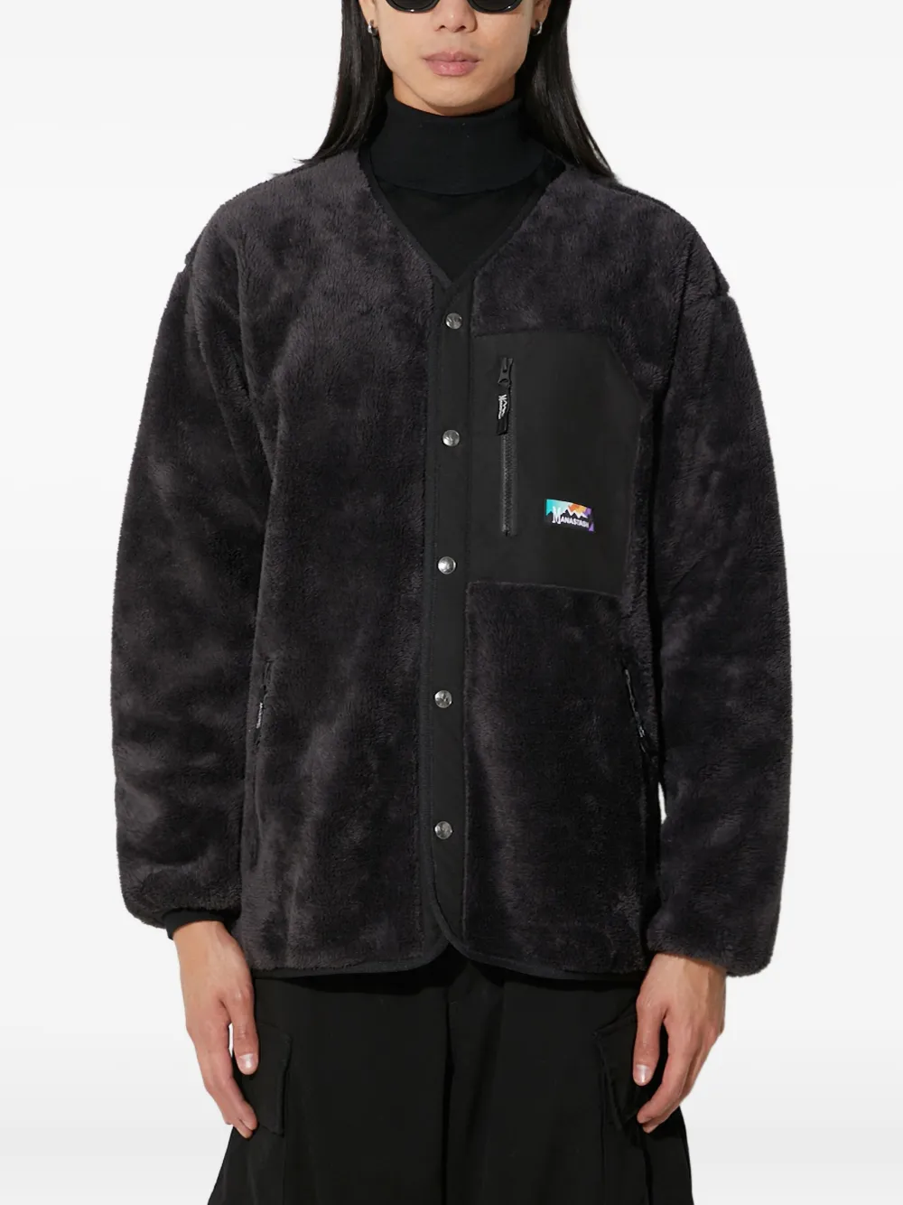 MANASTASH fleece button-fastening jacket | Black | Image 1