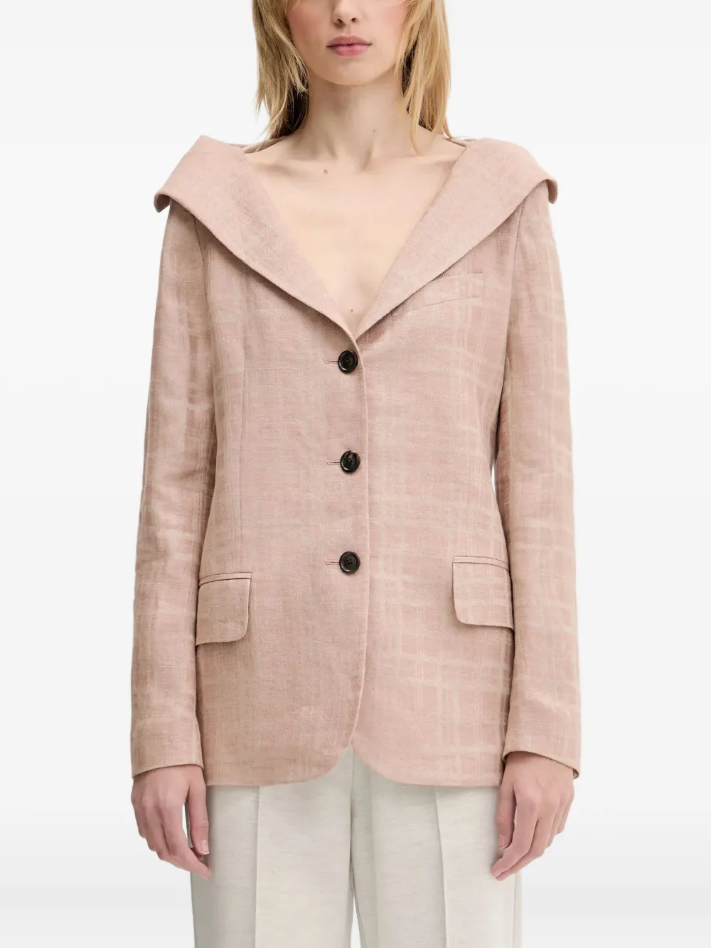 dropped-shoulder checked blazer