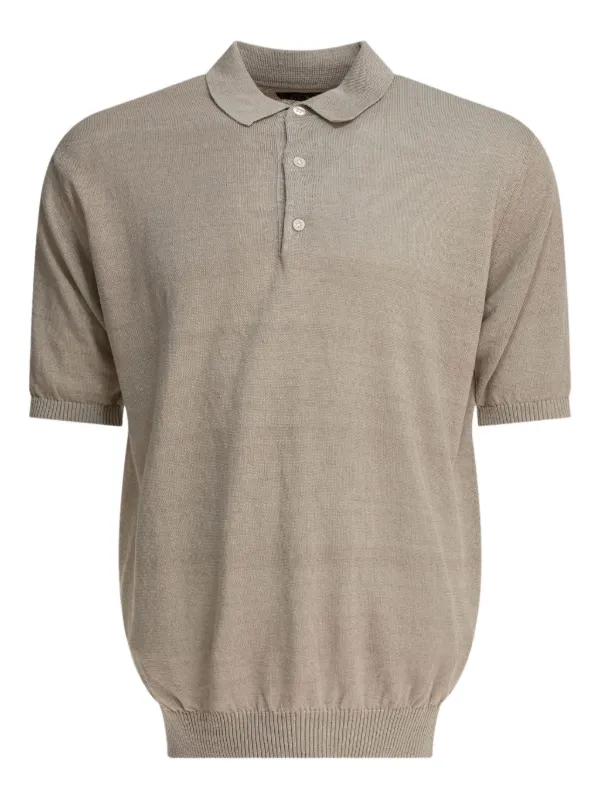 BEAMS PLUS short-sleeve Hemp Polo Shirt Grey FARFETCH IN