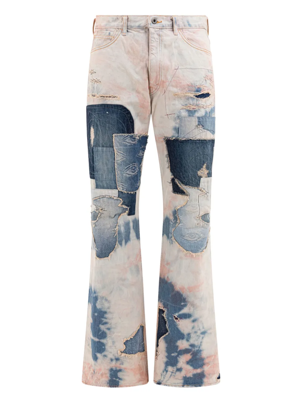 tie-dye embroidered-eye jeans