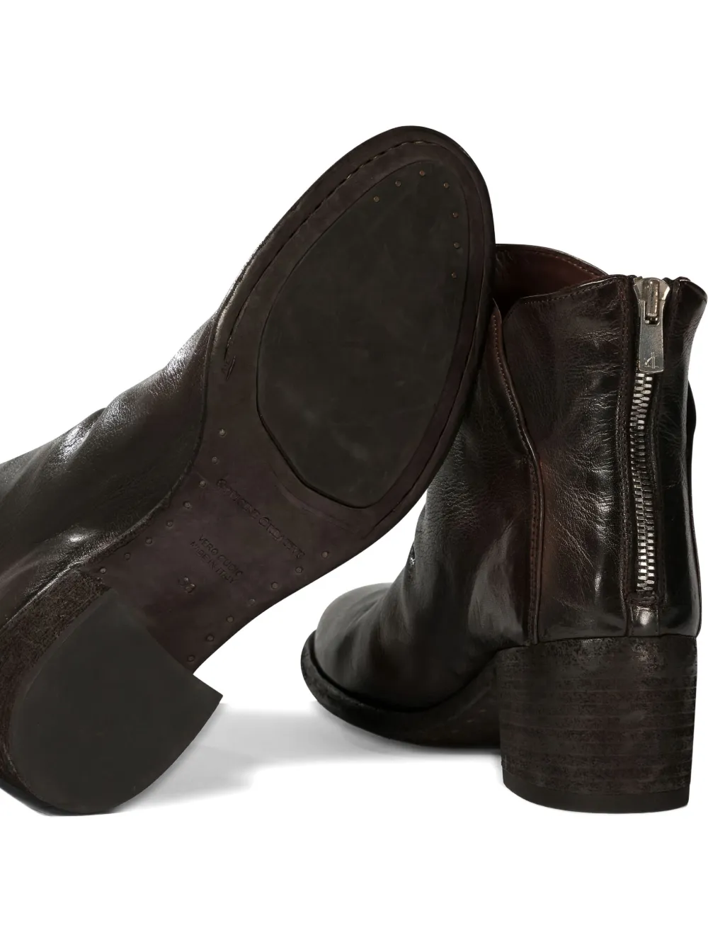 Officine Creative 55mm Denner 100 zip-detail block-heel boots Brown