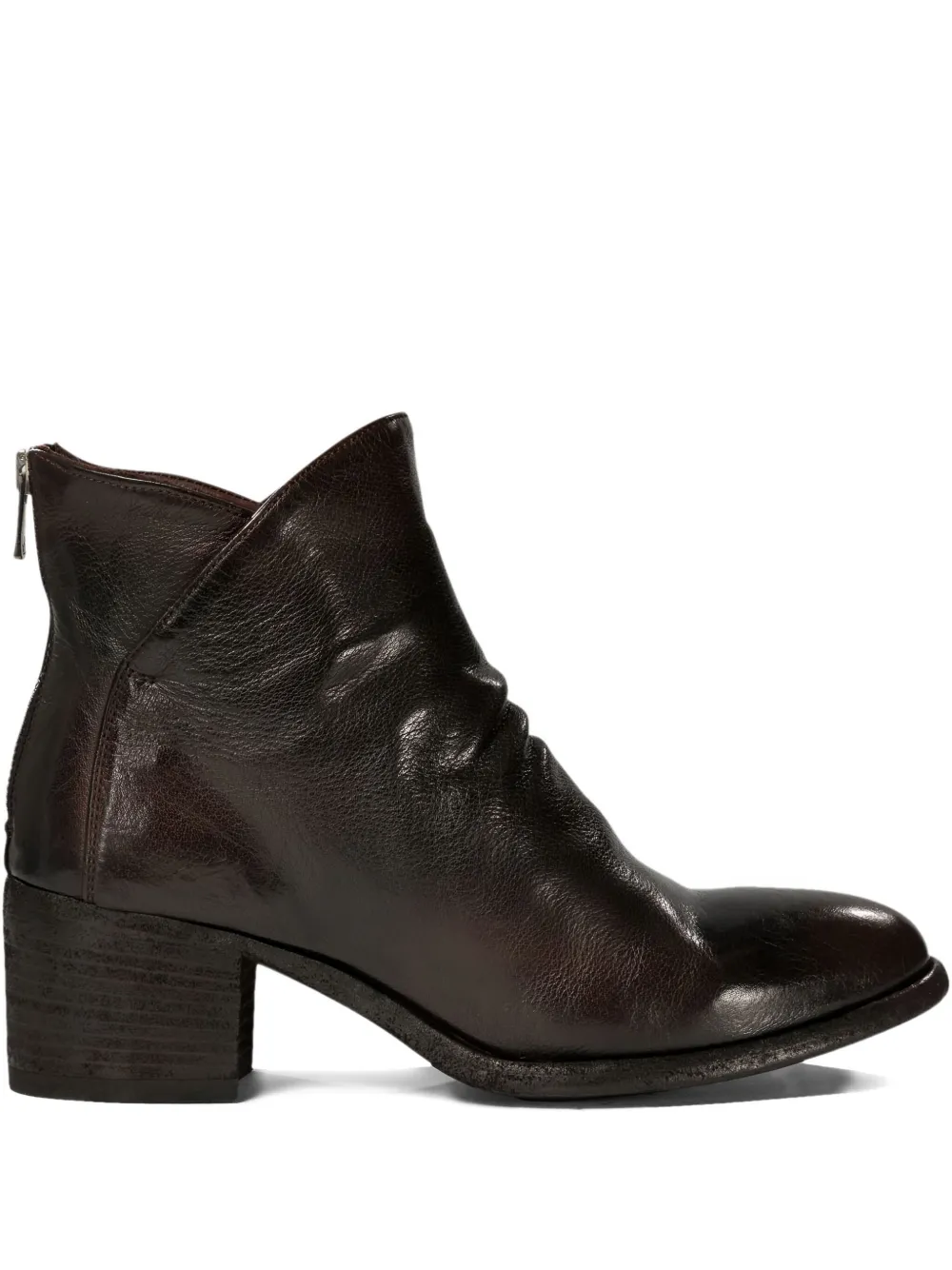 Officine Creative 55mm Denner 100 zip-detail block-heel boots Brown
