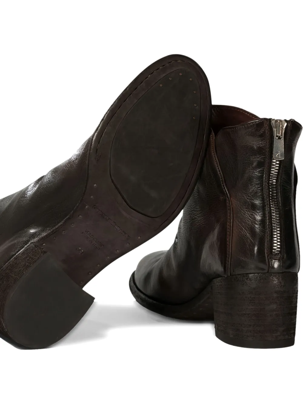 Officine Creative 55mm Denner 100 zip-detail block-heel boots Brown