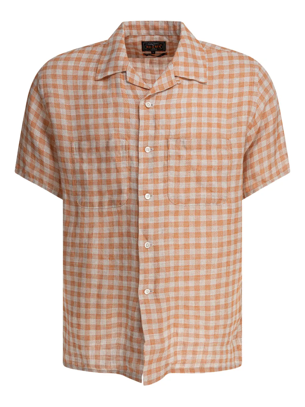BEAMS PLUS gingham check short-sleeve shirt Oranje