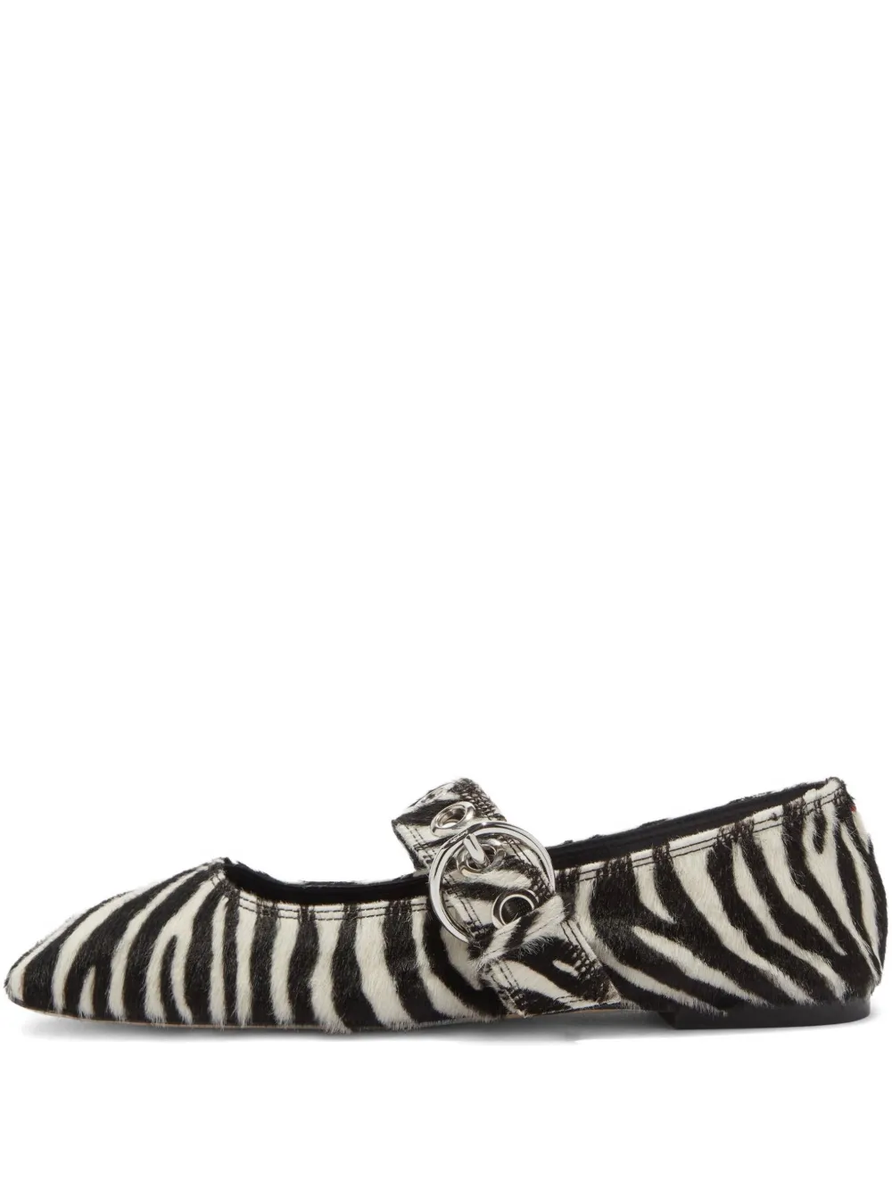 Aeyde Uma zebra-pattern ballet flats | Black | Image 1