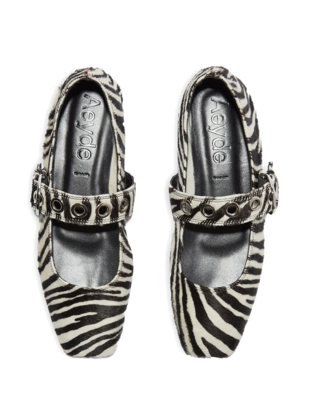 Aeyde Uma zebra-pattern ballet flats Black