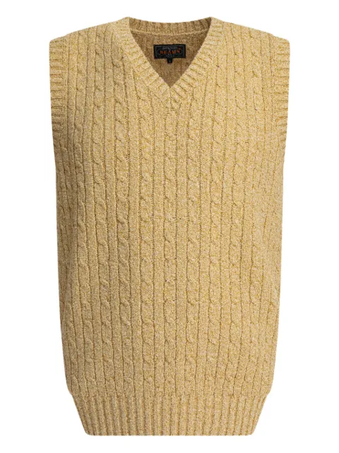 BEAMS PLUS cable-knit V-neck sweater vest