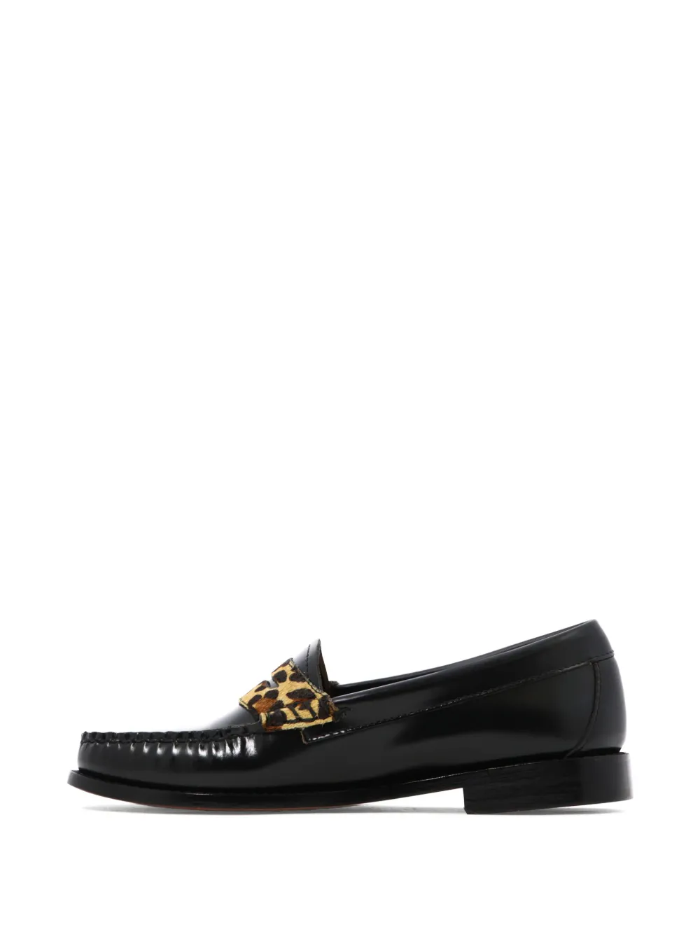 G.H. Bass & Co. Loafers met luipaardprint en bandje Zwart