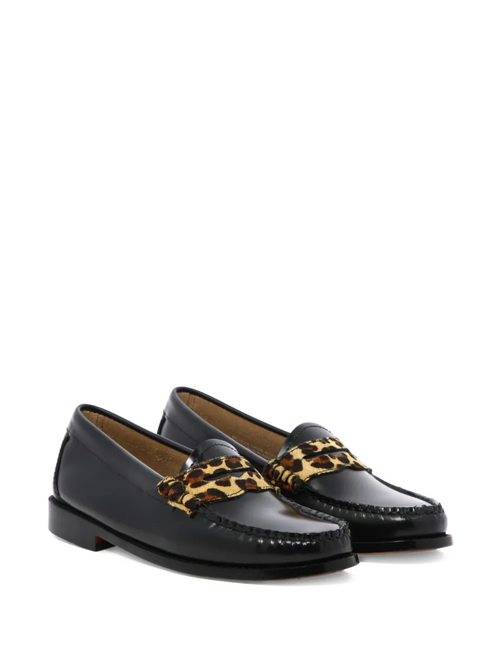 G.H. Bass & Co. Loafers met luipaardprint en bandje Zwart